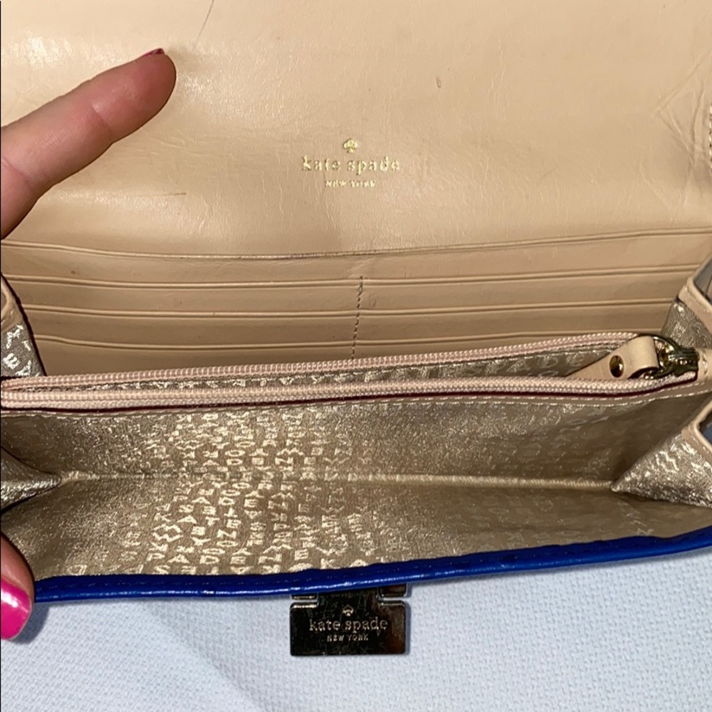 Kate Spade Ostrich Leather Blue Wallet Gem